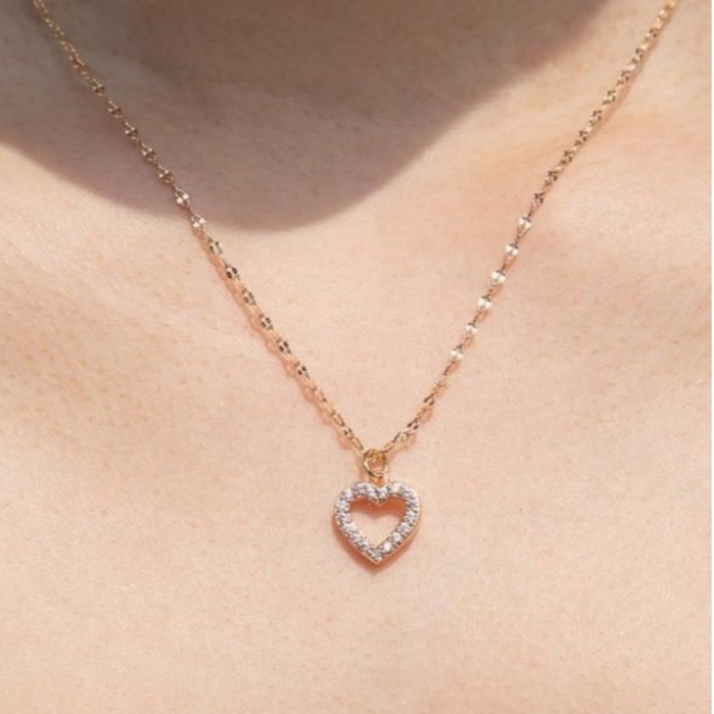 brandy rhinestone gold heart necklace